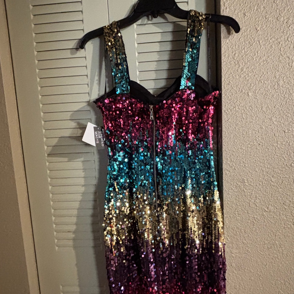 Guess Multicolored sequins Sweetheart neckline Sheath silhouette Size 6 NWT - Picture 9 of 13